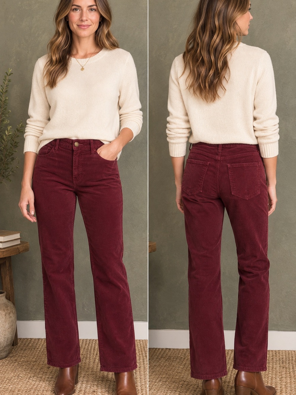 Prosperity Denim Burgundy Corduroy
Straight Leg Pants Size 28P Petite
